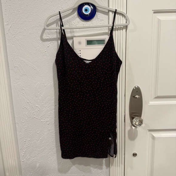 Reformation Marlowe Black and Red Polka Dot Mini Dress - Picture 4 of 7